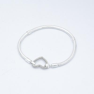 China CLASSIC Silver Plated S925 Bracelet For Girls Jewelry DIY Women's Fashion Heart Buckle Bracelet Basic Wholesale Bracelet for sale