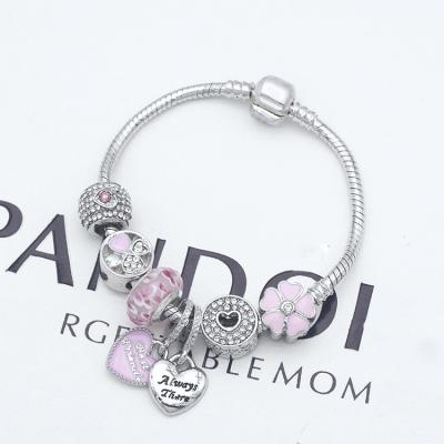 China CLASSIC 5 Design Glass Beads Cute Silver Charm Bracelet Ladies Girl Wholesale Dangling Bracelet for sale