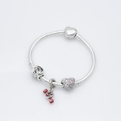 China CLASSIC High Quality Bracelet Customizable Wholesale Plated Charm Women DIY Silver Red Pendant Bracelet for sale