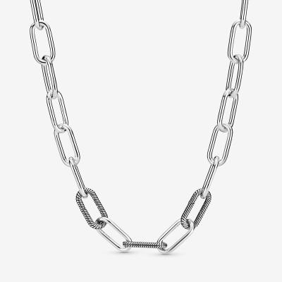 China Wholesale Women's Vintage Fashion Jewelry Bondage Interlocking Necklace S925 Silver Plated Retro Short Women Necklace Clavicle Chain for sale