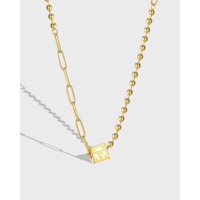 China FASHIONABLE Titanium Jewelry Mingshang Wholesale Gold Steel Necklace Women Design Chain Stainless Steel Ball Pendant Necklace for sale