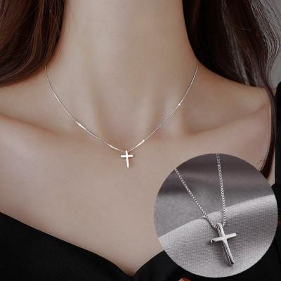 China TRENDY Women's Fashion Clavicle Chain Ladies Brass Plated Cross Pendant Necklace for sale