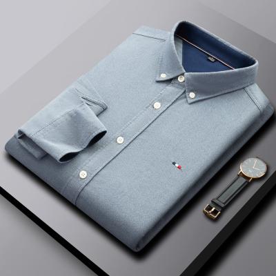 China Breathable 100% Solid Cotton Shirts Men's Casual Shirt Anti-Shrink Long Sleeve Shirts For Men Accept OEM for sale