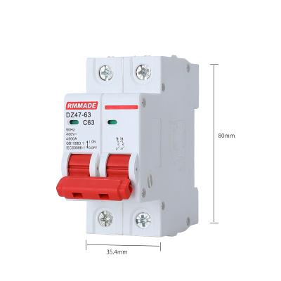 China MCB DZ47S-2P/220V Miniature Circuit Breaker Air Switch Overload Protector OEM ODM DZ47 for sale