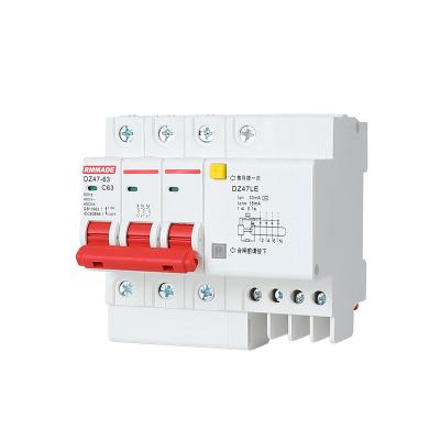 China MLCB MCB DZ47LE-63/3P+N 400V Three Phase Four Wire Leakage Protector DZ40LE for sale