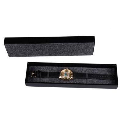 China 2022 Recyclable New Best Selling MDF Watch Tray Custom Velvet Wooden Simple Generous Black Box for sale