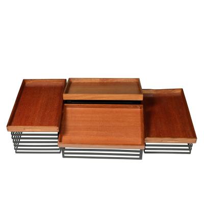 China Simple Hot Sale 4 Pcs Serving Tray Rectangle Display Custom Wholesale Luxury Wooden Tray for sale