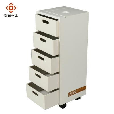 China 5 Drawers Custom Modern Simple White Wood Chest Movable MDF Wooden Furniture For Living Room Hallway Bedroom for sale