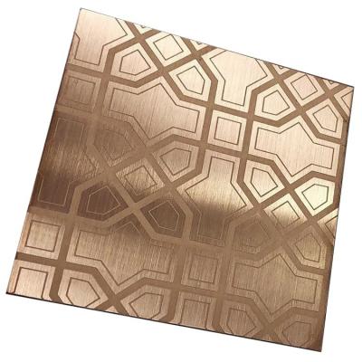 China Construction Grade 201 304 316 3mm Mature Rose Gold /Gold/Silver Color Etching Stainless Steel Sheets For Elevator Door for sale