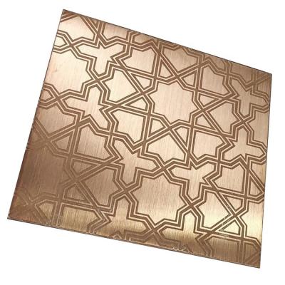 China Construction Foshan Manufacturer Luxury Etched Titanium Decorative Mirror Stainless Steel Sheet For Elevator Wall for sale