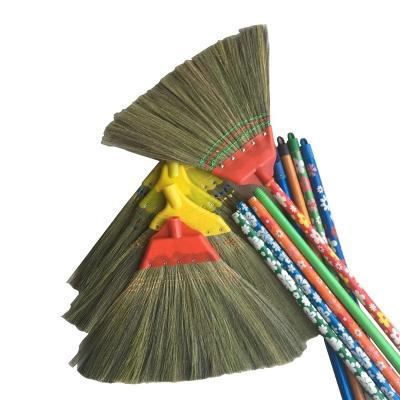 China Nipa Eco-friendly Natural Straw Grass Broom With Wooden Handle for sale