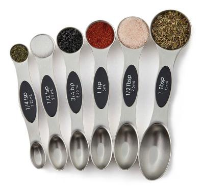 China Viable set of 6 stainless steel double sided stackable magnetic teaspoon measurers for sale