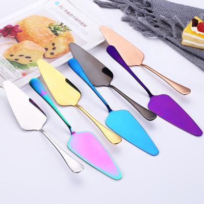 China Viable Wholesale Kitchen Tools Cake Knife Pizza Cream Stainless Steel Cake Colorful Toothed Baking Shovel for sale