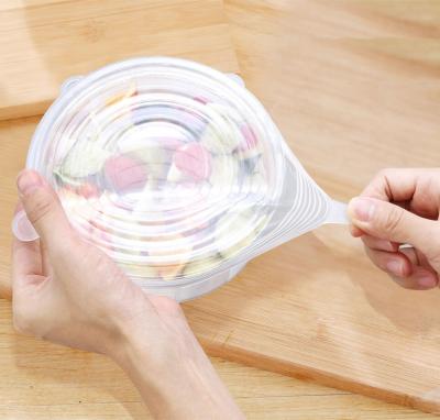 China Non Spill 6 Pcs BPA Free Kitchen Various Sizes Reusable Multifunctional Non Spill Food Saving Flexible Silicone Stretch Lids for sale