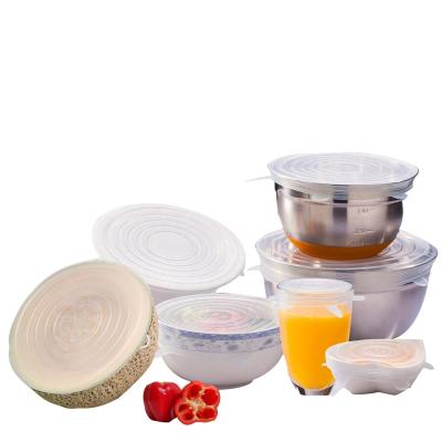 China Non Spill 6 Pcs Food Grade Food Grade Reusable Silicone Stretch Flexible Bowl Lids for sale