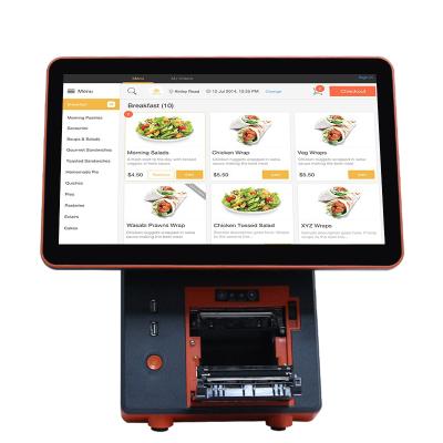 China Point Of Sale System Single Screen Supermarket POS System All In One POS PC With Built In Printer for sale