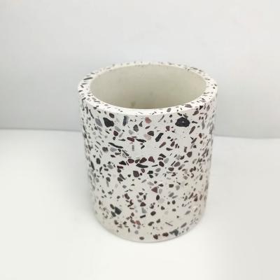 China Wholesale Home Decoration Home Decor Cement Terrazzo Concrete Candle Jar Container With Bulk Lid For Soy Wax Scented Candle Making for sale