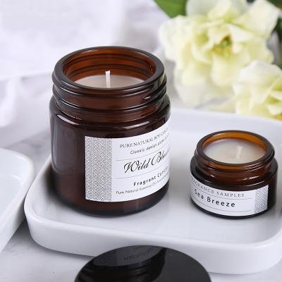 China Amber Glass Jar Candle Bulk Order Brown Vanilla Amber Glass Candle Luxury Aroma Scented Custom Aromatic Natural Products Scented Candles for sale