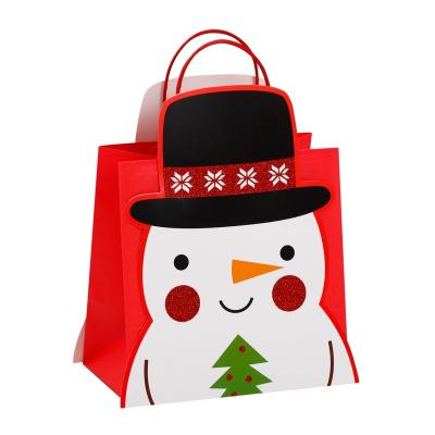 China Recyclable Recyclable Cartoon Christmas Gift Bag Kids with Handles 4 Design for Christmas Day Gift Packing for sale