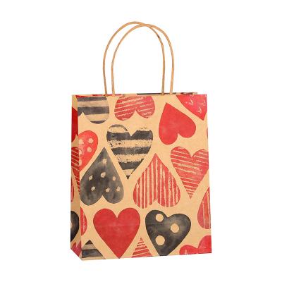 China Recyclable Spot Goods Twist Handle Kraft Thank You Stand Up Paper Bag for valentine's Thanksgiving Day for sale