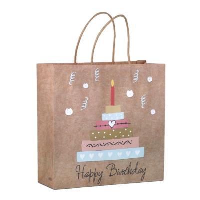 China Recyclable Paper food cupcake shopping kraft paper bag with logo gift bag for birthday party supplies for sale