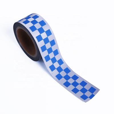 China 65% Polyester 35% Cotton Custom High Visibility Checkered Print Grid Sew On Tape Reflective Fabric for sale