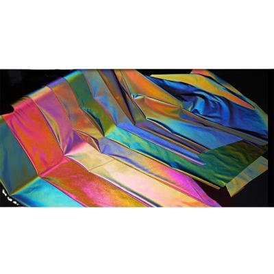 China HPC101 100% Polyester Fashionable Holographic Iridescent Iridescent Reflective 100% Polyester Fabric For Shoes / Bag for sale