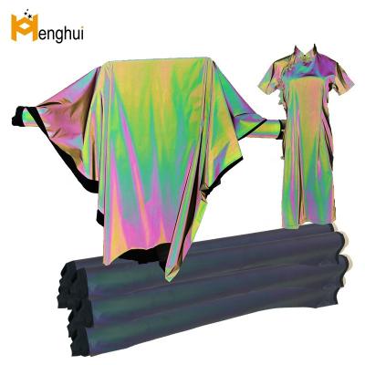 China China wholesale light black 100% polyester rainbow high reflective/stretch fabric reflectiva de cinta for night running safety for sale