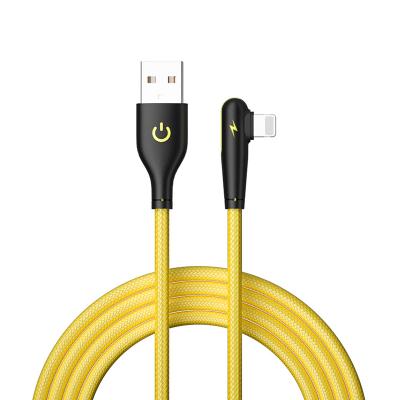 China Retractable USB Cable 3in1 Right Angle 90 Degree L Bend Braided Fast Charging 3a Data Cable For Iphone for sale