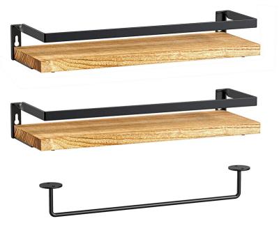 China Modern Industrial Vintage Metal Antique Storage Furniture Wall Shelf Hanging Rustic Solid Wood Mounted Wall Floating Shelves For Wall for sale