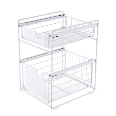 China Amazon ebay modern shopee sale 2 tiers metal home bathroom kitchen organizer whole storage sink rack for sale