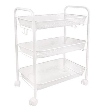 China Modern 3 Tier Rolling Storage Serving Cart With Baskets Wheels For Home Kitchen for sale