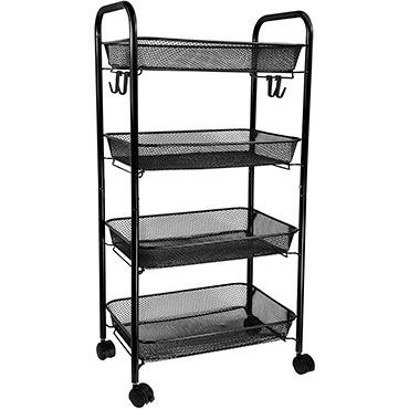 China Modern 4 Row Rolling Storage Serving Cart With Baskets Wheels For Home Kitchen for sale