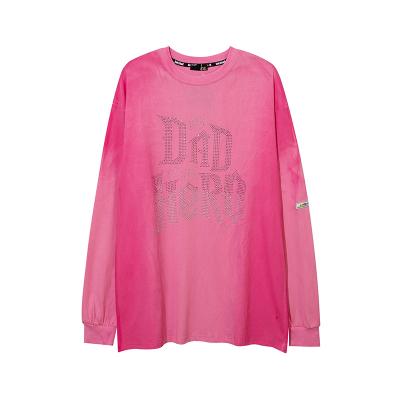 China Custom Women Anti-wrinkle Fashion Distressed Hoodie No Hood Spring High Quality Diamond Crewneck Hoodies Pullover Cool Hoodie for sale