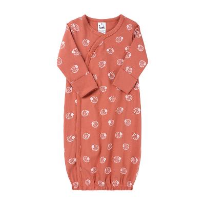 China Wholesale Breathable Universal Design Cotton Nice Print Long Sleeve Nightgown Buttons Equalizing Newborn Infant Toddler Baby Sleep Dress for sale