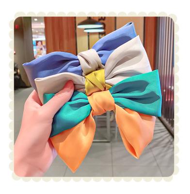 China New color bow hairpin spring clip girl spring clip hair card clip hair fashion cute cute soft head back accessories for sale