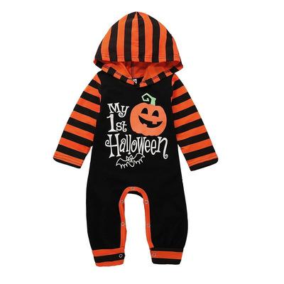 China New Hot Selling Baby Halloween Baby Fashion Polyester/Cotton Letter Printing Infant Romper Wholesale Kids Long Sleeve One-Piece Garment for sale