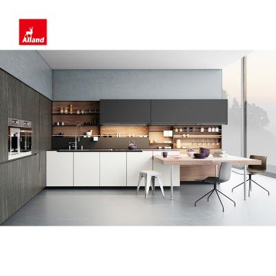 China Allandcabinet Modern Lacquer Matte Design Kitchen Cabinets With Door Flat Panel Modern Kitchen Cabinetry For Sale for sale