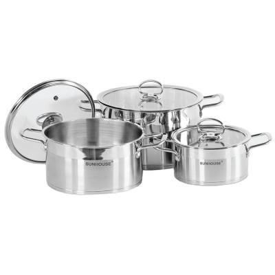 China 5 Layers Sustainable Shape Stainless Steel Pot Set Bottom Right Casserole Cookware Set for sale