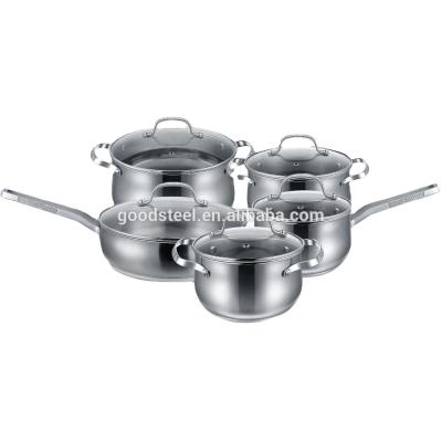 China Sustainable Belly Shape Kitchen Set Pentole Induction Casserole Cooking Pan Stainless Steel Cookware for sale