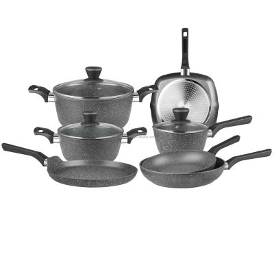 China Bottom Induction Sustainable Top Quality Non Stick Kitchenware Casserole Cookware Set for sale