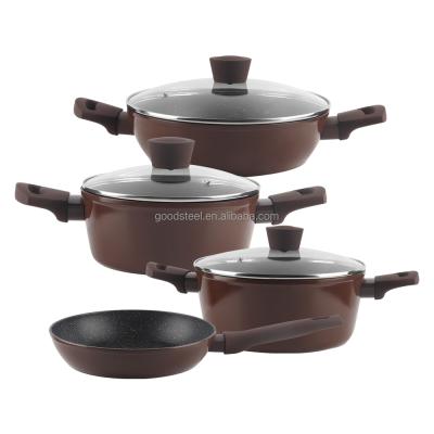 China Sustainable Forged Aluminum Cookware Set Collection Versatile Pots And Pans for sale