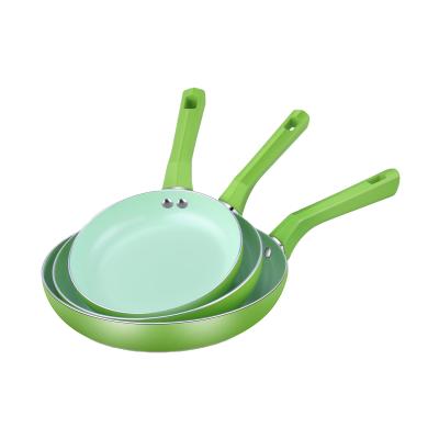 China Sustainable Customized Induction Pressed Aluminum Ceramic Stick Green Non Stick Multi Purpose Fry Wok Pan for sale