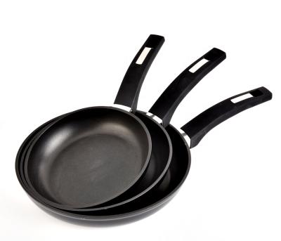 China Sustainable Induction Full Bottom Non-Stick Cookware 3pcs Forged Aluminum Stegepande Frying Pan Cookware Set for sale