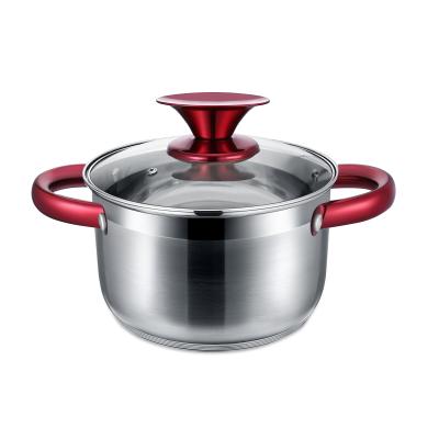 China Sustainable Colorful Handle Padella Induction Casserole Stainless Steel Cookware Kitchen Cooking Pot for sale