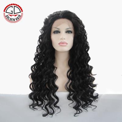 China Can be changed from straight to curly without frizz or tangling. New High Quality Synthetic U Part Deep Wave Front Lace Wig for sale