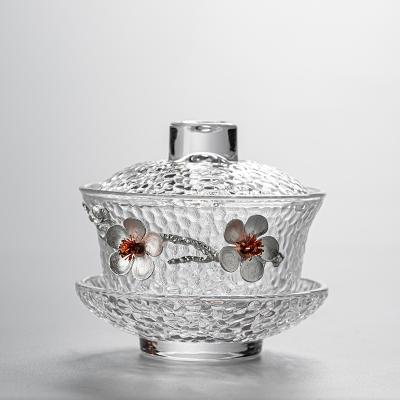 China Viable High End Arabic Glass Coffee Milk Tea Cups Set With Luxury Lid For Home And Office Flower Tea Cup for sale