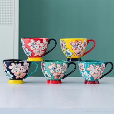 China Viable Wholesale Restaurant Chandelier 400ml Colorful Japanese Ceramic Tea Cups Coffee Mug With Handle for sale