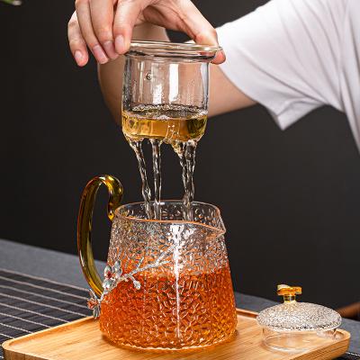 China Hot Selling Hand Made Heat Resistant Sustainable Borosilicate Teapot Glass Tea Set With Glass Cup for sale