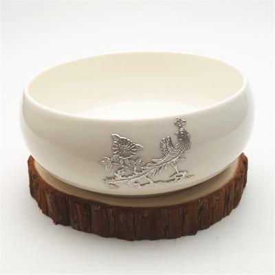 China Viable New Design Applique Salad Bowl Fruit Bowl Ceramic Tea Cup Wash Bowl for sale